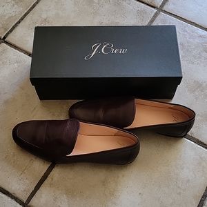 Women's J Crew Leather Smoking Slipper Size 9 Vintage Burgandy